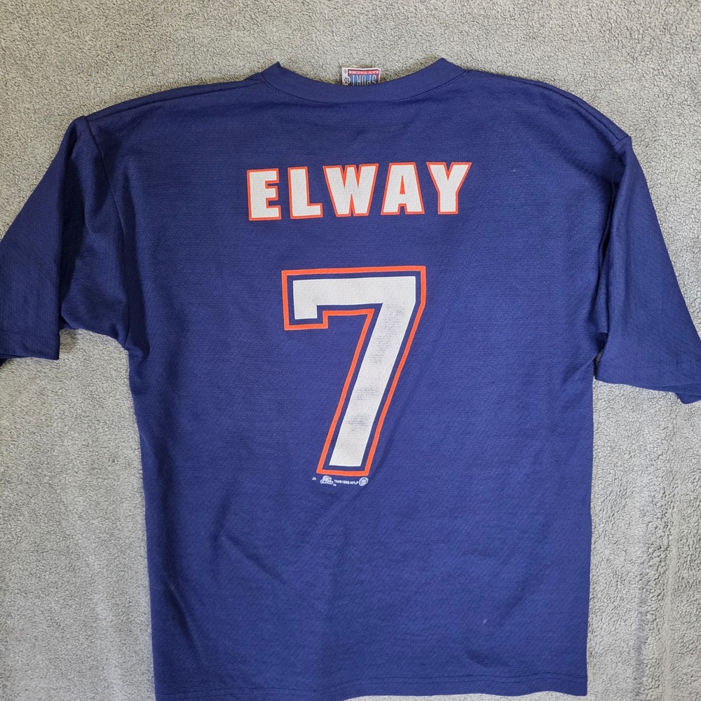 Vintage 1998 John Elway Denver Broncos Jersey Shirt Sport Attack‎ Large Navy 7